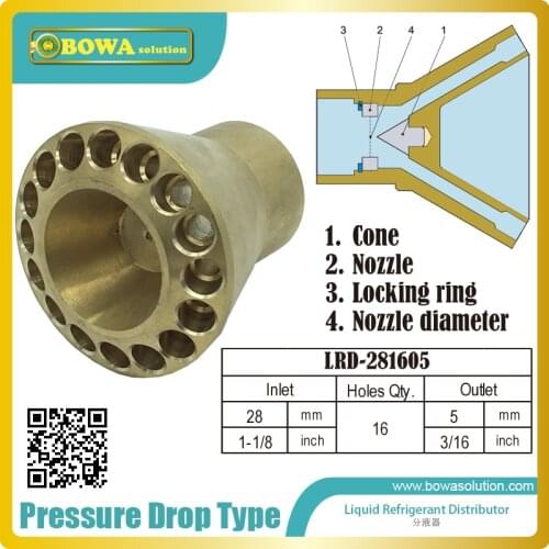 Liquidrefrigerant distributor distribute equally refrigerant flow from TEV into each circuit of a multi-circuit evaporator coil