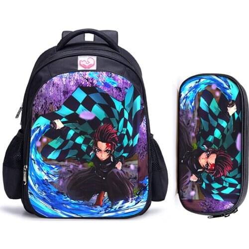 16 Inch Demon Slayer Kimetsu No Yaiba School Backpack for Girls Boys Book Bag Shoulder Backpacks Mochila Infantil