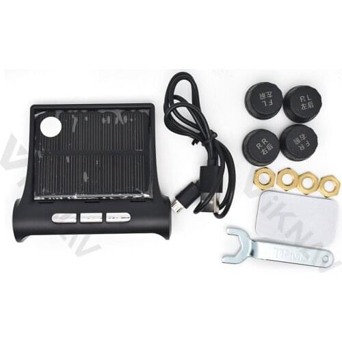 Solar Wireless Car TPMS Auto Tire Tyre Pressure Monitoring Temperature Alarm System with 4 Sensors