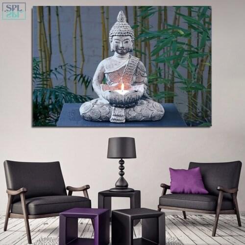 SPLSPL Buddha Zen Wall Art Picture Unframed Single Piece Poster Print on Canvas Religion Home Decor Picture for Bedroom