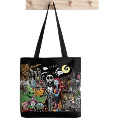 Shopper Nightmare before Christmas Bag Harajuku women Shopping Bag Canvas Shopper Bag girl handbag Tote Bag Shoulder Lady Bag
