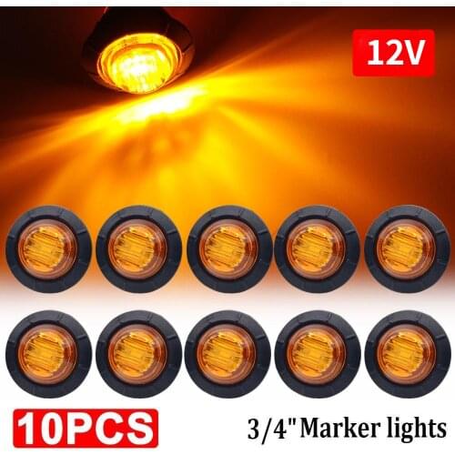 Universal Amber Side Marker Indicator LED Bullet Light Truck Trailer Lorry Taillight Sealed 3/4" LED Marker Clearance Lamps