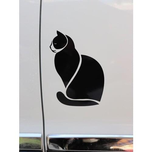 ZTTZDY 11.8*17.2CM Sitting cat Car Sticker Animal Vinyl Decal Black/Silver ZJ4-0229