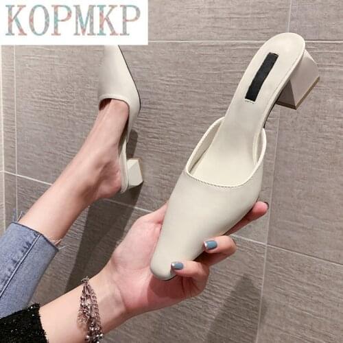 2021 Women Pumps Bridal Wedding Shoes Square Toe Slingback Thick High Heels Designer Brand Chunky Heels Ladies Office Slip-On