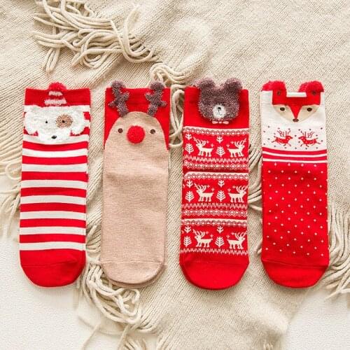 1 Pair Santa Claus Merry Christmas Socks Cartoon Xmas Socks Christmas Decoration for Home Noel 2021 New Year Gifts for Kids
