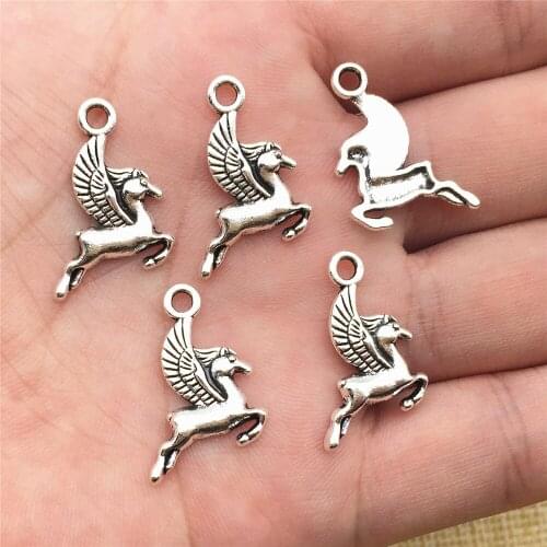 10Pcs 15*23mm Pegasus Pendant Zinc Alloy Wings Horse Charms For Diy Jewelry Making Findings
