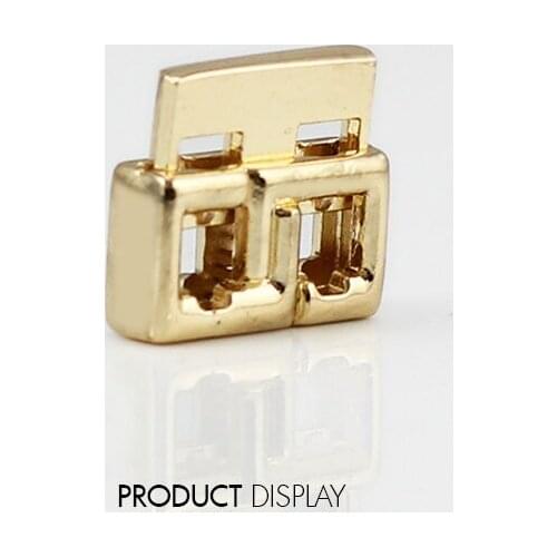 100 Metal Gold Tone Square Stopper Toggle Buckle Rope Clamp Cord Locks Drawstring Stops Button 2 holes Sewing Accessories/NK196