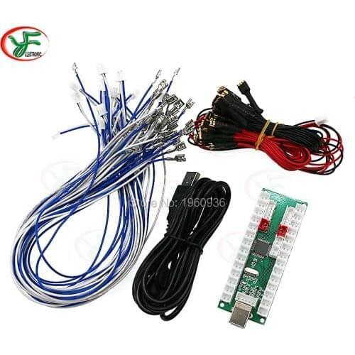 2 Players Joystick Controller Arcade Kit Zero Delay Encoder 5V Control USB Board For PC PS3 Raspberry Pi With LED Button Cable