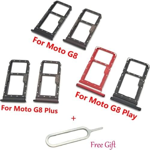 2Pcs，New SIM Card Tray Slot Holder With SD Card Adapter Replacement Parts For Motorola Moto G8 / G8 Plus / G8 Play