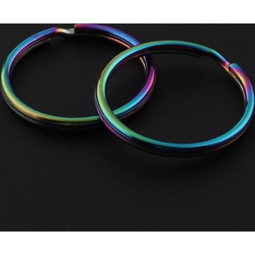 20pcs Metal Rainbow Color Key Rings Plated Hearted Split Keychain Inner 1''(22mm) DIY Accessories Split Cute Keychain Gifts