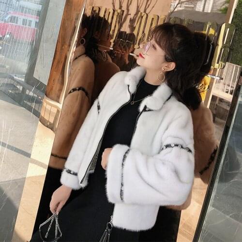 2020 Clothes Winter Women Short Mink Coat Korean Rivet Parka Real Fur Abrigo Mujer 888 YY2228