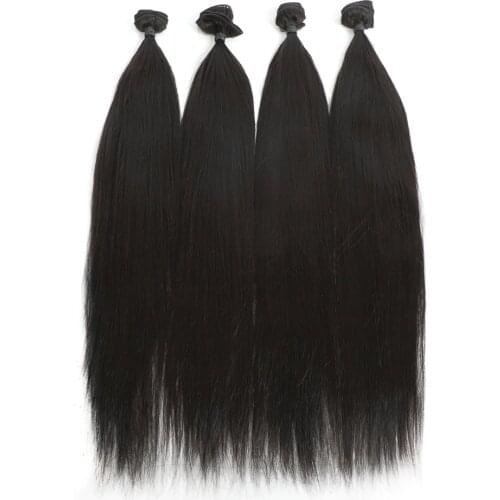 24 inch Straight Hair weave Bundles For Women 4 Bundles Deal Natural 1B Color Can be Style And Permed Synthetic Hair Extensions