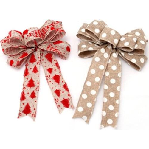 25cm New Handmade Linen Big Christmas Bow Christmas Tree Decoration Lace Bow Christmas Party Supplier Home Decor
