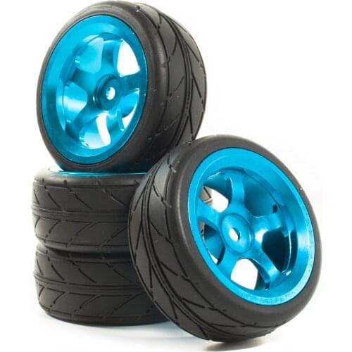 4Pcs RC On-Road Car Aluminum 5 Spoke 64MM Tires Wheels Hub Rim For 1:10 RC HSP HPI Sakura TT01 Tamiya Traxxas D4 Drifting Car