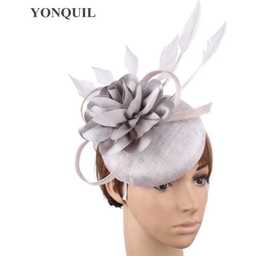 4-Layer Sinamay Bride Marry Headpiece Fascinator With Nice Flower Headwear For Women Ladies Chuch Fedora Formal Hair Accessory