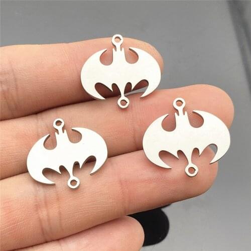 5Pcs 20*20mm Big Bat Charm Bat Symbol Connector Stainless Steel Never Fade Handmade Diy Necklace Pendant Jewelry Making