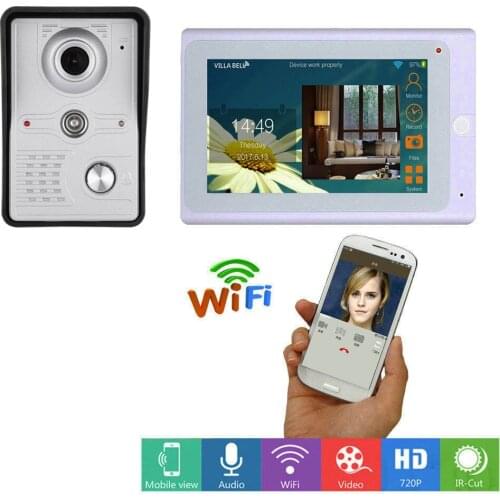 7 Inch Wireless WiFi Smart IP Video Door Phone Intercom System with 1200TVL Wired Doorbell IR Camera, Support Remote APP Unlock