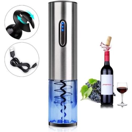 Automatic Wine Opener USB Rechargeable Stainless Steel Electric Corkscrew Household Portable Red Wine Opener Kitchen Gadgets