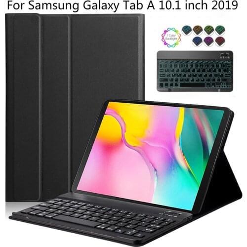 Case for Samsung Galaxy Tab A 10.1 2019 Keyboard Case T510 T515 SM-T510 SM-T515 Leather Cover Colors Backlit Bluetooth Keyboard
