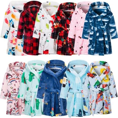 Kids Sleepwear Robe Infant Pijamas Children Bath Robes Flannel Winter Nightgown For Boys Girls Pajamas Baby Clothes 1-8 Years