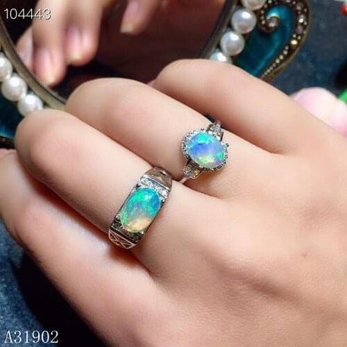 KJJEAXCMY Fine Jewelry 925 Sterling Silver Inlaid Natural Opa Men and Women Couple Ring Support Detection