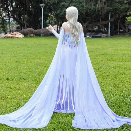 Princess Costumes Fancy White Queen Elsa Dress Cosplay Costume Girls Long Dress Halloween Costumes for Women