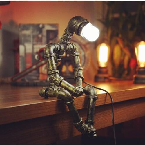 Creativity Gifts Metal Lamp Bedroom Decor Night Light Novelty Lights Led Industrial Retro Bar Decorative Lamp Robot Table Lamp