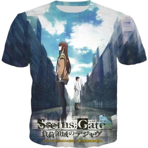Summer Fashion Short Sleeve T-Shirt 3D Print Men Women Anime Steins Gate T Shirt Casual Streetwear Cute Pullover Tops