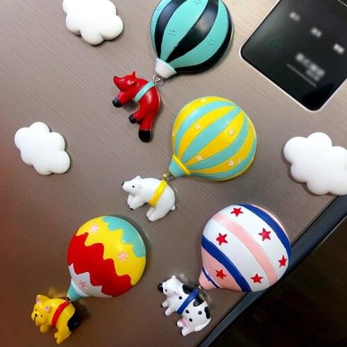Small Animal Refrigerator Magnet Home Decor Cute Hot Air Balloon Refrigerator Door Decorative Magnetic Sticker Message Post