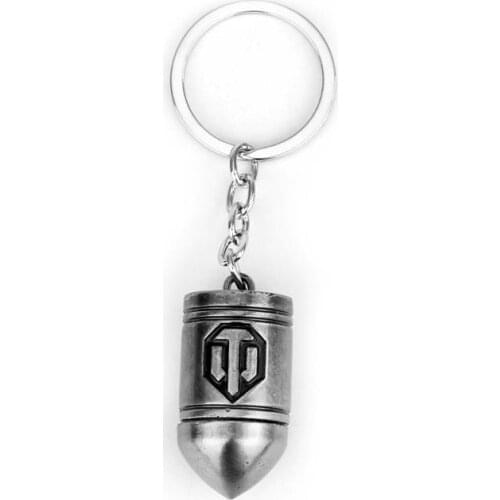 MQCHUN Game WOT Keychain Chaveiro Cool Metal World of Tanks Key Holder Key Finder 3D Solid Bullet Key Chain Key Ring -50
