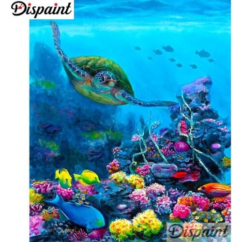 Dispaint Full Square/Round Drill 5D DIY Diamond Painting "Animal sea turtle" 3D Embroidery Cross Stitch Home Decor Gift A10531