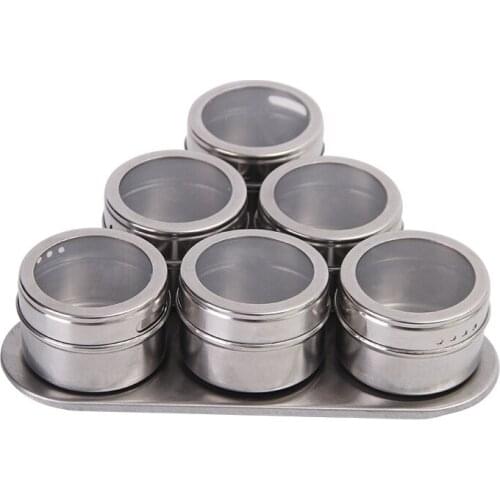 6-12 Piece Set Magnetic Dustproof Visual Stainless Steel Seasoning Jar Outdoor Barbecue 6-9 Kinds of Seasoning Jar Set OK 1111