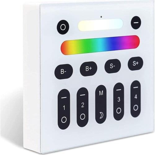 GLEDOPTO RGBCCT 2.4G RF Wall Switch Touch Dimmer Color Temperature Adjustable 4Zone Group Management 9 Modes Light Control Panel