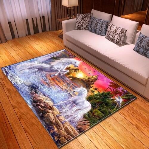 New 3D Unicorn Large Carpets for Living Room Bedroom Area Rugs Cartoon Kids Play Floor Mat Soft Flannel Gift for children Carpet
