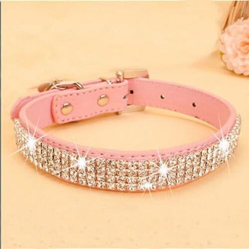Bling Rhinestone Dog Cat Collars Pet PU Leather Crystal Diamond Puppy Pet Collar And Leashes For Dog Accessories
