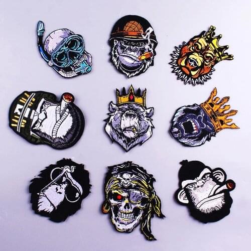 Punk/Orangutan Patch Embroidered Patches For Clothing Skull Patch Ironing Applications Snail Iron On Patches For Clothes Sickers