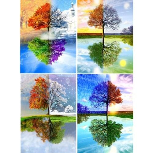 Full Round Diamond Cross Stitch Diamond Painting Color Tree and Tree Shadow 5d Diamond Diy Decorative Painting Kit 30x40cm