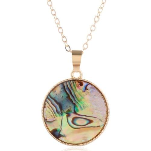 Multi colors Shell Leopard Pendant Necklace Round Heart Shape Geometric Pendant Chain Necklaces brand jewelry