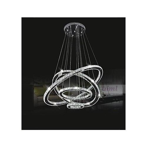 Luxury LED K9 Crystal Chandelier Lihting Transparent k9 Crystal Round 4 Rings 20CM Plus 40CM Plus 60CM Plus 80CM Lamps Fixtures