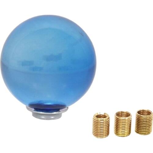 Car Crystal Blue Round Ball Manual Gear Stick Knob, Easy Install