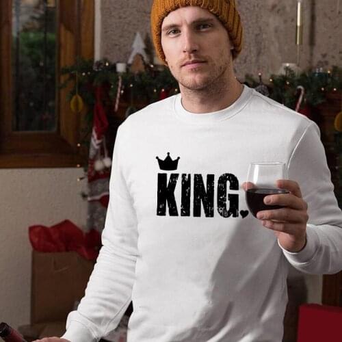 Family Matching Outfits Autumn Winter New Christmas King Letter Printed Sports Sweater T Shirt Father Kids Boy Girl Home Clothes