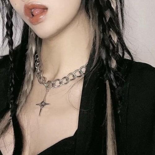 Fashion Trend Zircon Choker Necklace Bohemian Hexagon Cross Pendant Necklace Female Hexagon Crystal Necklace Gift 2021 Kpop