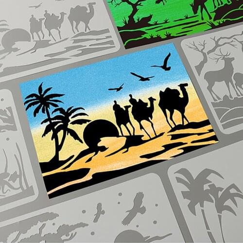 16 Sheets A4 Forest Starry Sky Hollow Painting Template Ruler DIY Copy Stencils for Painting Album Decorative Template