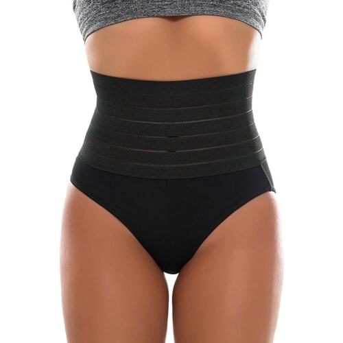 Women High Waist Panties Striped Body Shaper Butt Lifter Slimming Tummy Briefs Seamless Panties Hip Lift Daily Wear