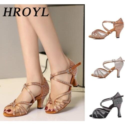 Latin dance shoes for girl women ladys Rhinestone ballroom professional Salsa tango party dancing shoes high heel
