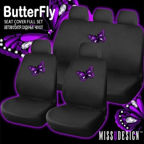 F8B Fantastic Butterfly Printing Universal Full Set Car Auto Interior Accessories Car Seat Cover