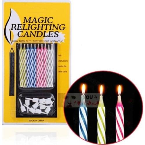 1set=10pcs Funny Tricky Eternal Blowing does not kill happy birthday cake candles wedding Party Joke Xmas Gift spiral candle