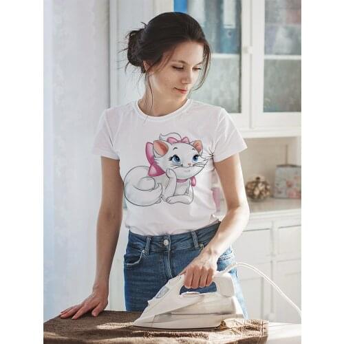 Ropa Aesthetic Disney Home Casual Clothes Cute Marie Cat Womens Tee Shirt The Aristocats Cartoon Short Sleeve Tops Tees Basic