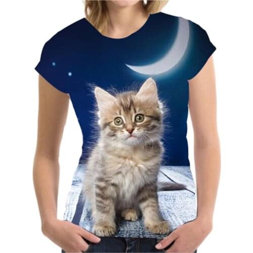 Printing Tshirts Cotton Women Harajuku Product Hot Money Summer Clothes for Women New Product 2022 Oversize Kitten Crew Neck