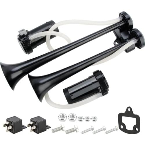 130dB Loud Dual Trumpet Train Air Horn System Kit Car /Truck 12V Chrome VXH2112C